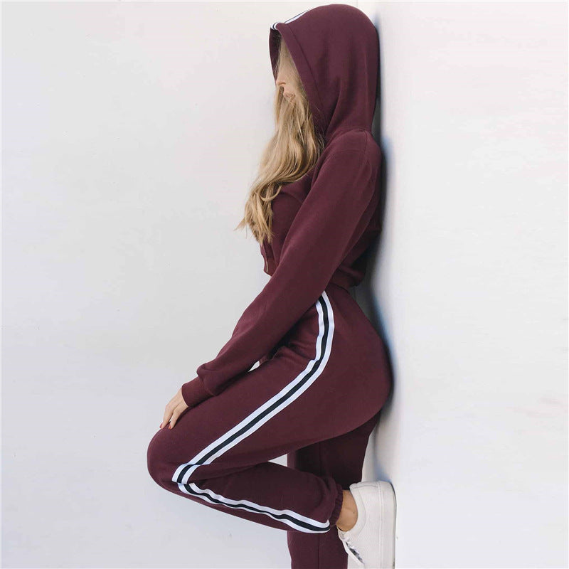 Custom Logo Cotton Sportswear Suit: Hooded Sweatshirt & Straight Pants Set Custom Logo Cotton Sportswear Suit: Hooded Sweatshirt & Straight Pants Set